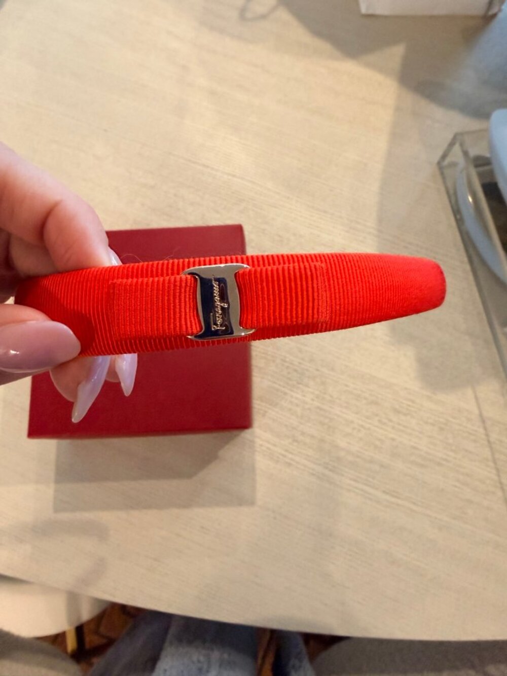 Salvatore Ferragamo Vara Bow Headband — Orange Grosgrain